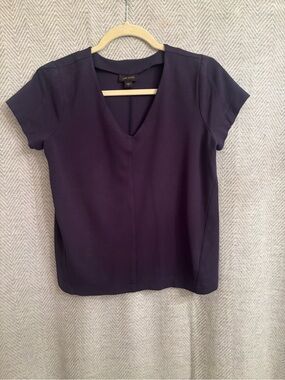 J Jill Wearever Dark Navy V-Neck Short Sleeve Tee
